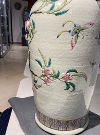 A Chinese famille rose molded 'nine peaches' vase, 19th C.